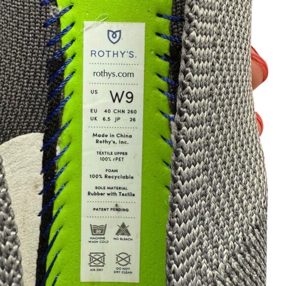 Rothy’s the Flat Pebble Grey and Red Women’s Size 9 - Picture 9 of 9